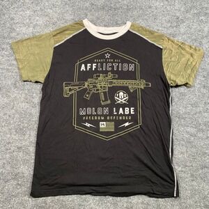 Affliction Freedom Defender Molon Labe T-Shirt Mens 2XL Black Olive Green AR-15
